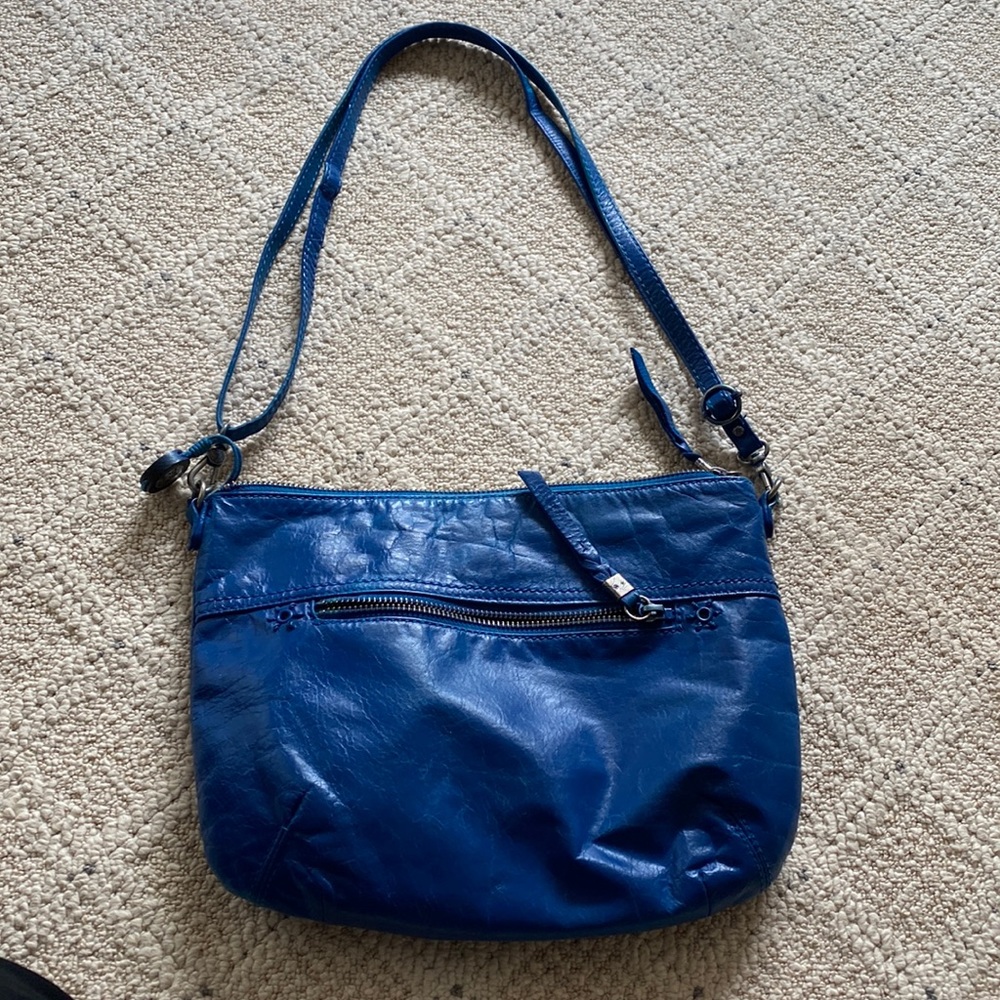 Blue leather purse